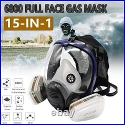 15 IN 1 Gas Mask Full Face Respirator Paint Spray Chemical Facepiece Safety 6800
