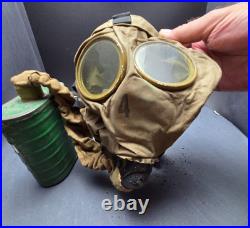 1918 British WWI Small Box Respirator Gas Mask 87th Division Carrier Bag/Caniste