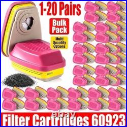 1-20 Pairs 60923 Replacement Respirator Cartridge Filter Organic Gas For 3M Mask