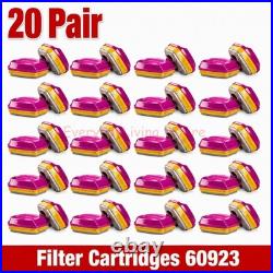 20Pairs Organic Gas Respirator Replacement Cartridge Filters for 3M 60923 Pack