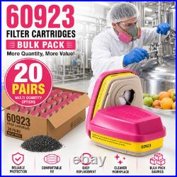 20 Pairs 60923 Organic Gas Cartridge Filters Replacement Compatible with 3M Mask