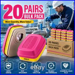 20 Pairs 60923 Organic Gas Cartridge Filters Replacement Compatible with 3M Mask