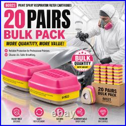 20 Pairs 60923 Organic Gas Cartridge Filters Replacement Compatible with 3M Mask