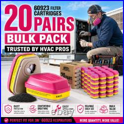 20 Pairs 60923 Organic Gas Cartridge Filters Replacement Compatible with 3M Mask