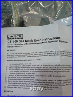 2PARCIL CS-100 GAS MASK CLEAR FULL FACE Tact RESPIRATOR 40MM & 1 N-b-1 Canister