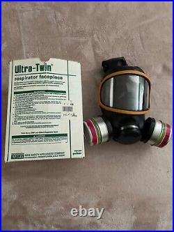 2 MSA ultra twin gas masks with 6 Combo Cartridges and 10 Chemical Cartridges
