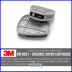 3M 6900 Full Face Respirator Gas Mask & 6001 OV Organic Vapor Cartridge, LARGE
