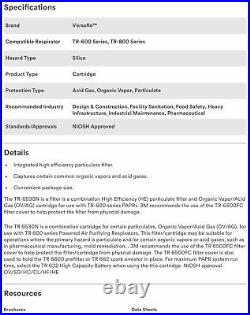 3M Versaflo Filters TR-6530N HEPA, Organic & Acid Gas 5 Per Case Exp 7/2025
