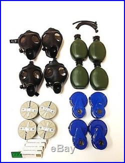 4 Adult Gas Mask Completed Upgraded Family Kit With Potassium Tablets