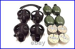 4 Adult Survival Gas Mask with 40mm NBC Filter, Gas Mask Complete Kit