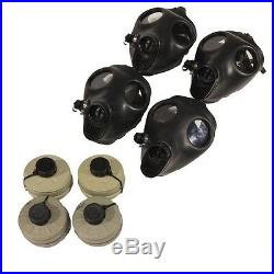 4 Adult Survival Gas Masks with 40mm NBC Filters
