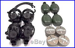 4 M-15 Survival Gas Masks Family Completed Kit With 40 Mm Nbc Filter
