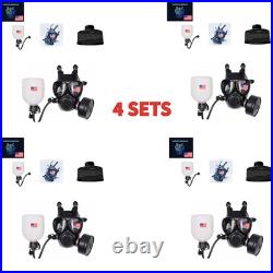 4 Sets of Gas Mask Face Respirator CBRN Mask Military NBC Filter Bottle / Hose