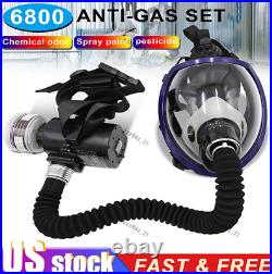 6800 Full Face Gas Mask Chemical Paint Spray Respirator Air Breathing Electric