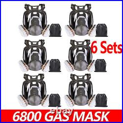 6Set Gas Mask 6800 Full Face Gas Mask Paint Spray Chemical Safety Mask 16 in 1