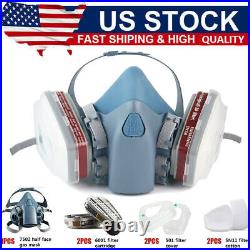 7 in 1 Half Face Gas Mask Facepiece Spray Painting Respirator Safety For 7502