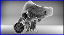 925 Silver Sterling Gothic Gas Mask Respirator Skull Men's Biker Ring Oxidized