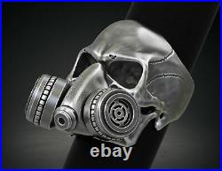 925 Silver Sterling Gothic Gas Mask Respirator Skull Men's Biker Ring Oxidized