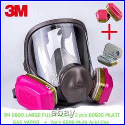 Bundle 3M 6900 LARGE FULL FACE RESPIRATOR MASK & 2 60926 GAS VAPOR+2 6006 Filter