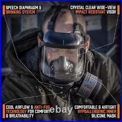 CBRN Full Face Gas Mask with Drinking System 2 Piece Set for Professionals