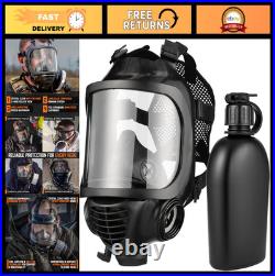 CBRN Full Face Gas Mask with Drinking System Reusable Respirator, 2 Piece Set