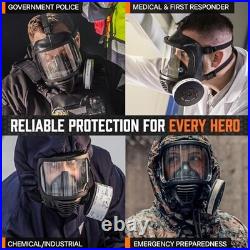 CBRN Full Face Gas Mask with Drinking System Reusable Respirator, 2 Piece Set