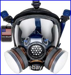 Clear PD100 Full Face Gas Mask Respirator ASTM Dual Activated Charcoal Filter