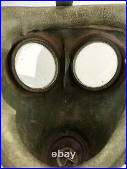 Dutch WWII 1937 Model G Gas Mask / Respirator + Filter / Carrier Bag VTG