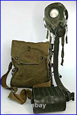 Dutch WWII 1937 Model G Gas Mask / Respirator + Filter / Carrier Bag VTG WW2