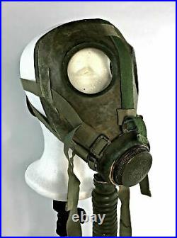 Dutch WWII 1937 Model G Gas Mask / Respirator + Filter / Carrier Bag VTG WW2