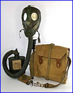 Dutch WWII 1938 Model G Gas Mask Respirator + Original Filter / Carrier Bag -VTG