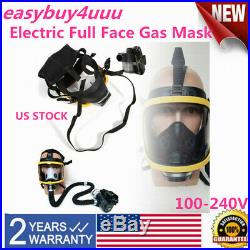 Electric Constant Flow Supplied Air Fed Full Face Gas Mask Respirator System US