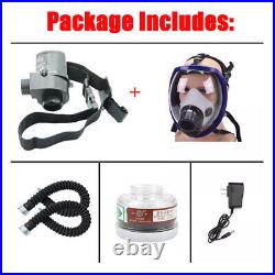 Electric Supplied Air Fed Full Face Gas Face Cover Mask Constant Flow Respirator