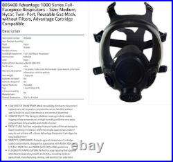 FULL FACE RESPIRATOR, Advantage 1000 Series, Reusable Gas Mask, Medium PN 80540 FULL FACE RESPIRATOR, Advantage 1000 Series, Reusable Gas Mask, Medium PN 80540