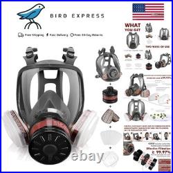 Full Face Gas Mask Reusable Respirator w Activated Carbon Filter for Chemicals