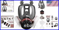 Full Face Gas Mask Reusable Respirator w Activated Carbon Filter for Chemicals