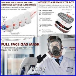 Full Face Gas Mask Reusable Respirator w Activated Carbon Filter for Chemicals