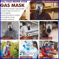 Full Face Gas Mask Reusable Respirator w Activated Carbon Filter for Chemicals