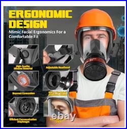 Full Face Gas Mask Survival Nuclear and Chemical, Reusable Respirator Mask
