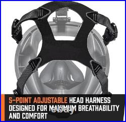 Full Face Industrial Gas Mask with 40mm NATO Filter Compatible, Adjustable Fit