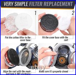 Full Face Organic Vapor Respirator Heavy Duty Lens & Filters for Industrial Use