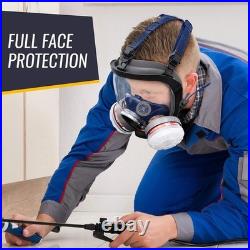 Full Face Organic Vapor Respirator Kit 2 Filters Heavy Duty Anti-Fog