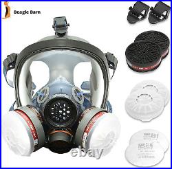 Full Face Organic Vapor Respirator Protective Eye Nose Shield Anti-Fog Gas Mask