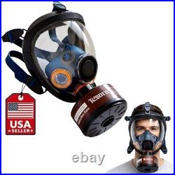 Full Face Respirator 40mm Activated Charcoal Filter Anti-Fog Heavy-Duty Mask