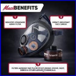 Full Face Respirator 40mm Activated Charcoal Filter Anti-Fog Heavy-Duty Mask