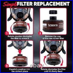 Full Face Respirator 40mm Activated Charcoal Filter Anti-Fog Heavy-Duty Mask