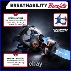 Full Face Respirator 40mm Activated Charcoal Filter Anti-Fog Heavy-Duty Mask