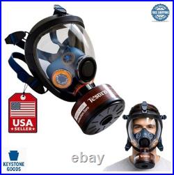 Full Face Respirator Anti-Fog 40mm Gas Filter Canister Vapor Particulate Air