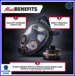 Full Face Respirator Anti-Fog 40mm Gas Filter Canister Vapor Particulate Air