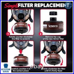 Full Face Respirator Anti-Fog 40mm Gas Filter Canister Vapor Particulate Air